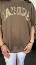 Sweatshirt J'adore panter/ bling Taupe