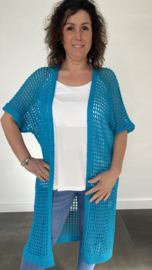 Gehaakt vest ster midi turquoise blauw