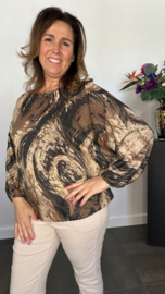 Glitter top met elastiek waves zwart