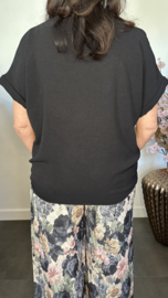 Top met knoop Sparkle Zwart