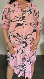 Linnenlook jurk Jade Roze
