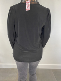 Shirt met kant Diana lange mouw zwart