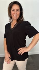 Travel shirt met kant Diana zwart SALE