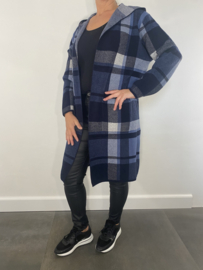 Geruit vest met capuchon blauw