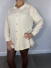 Crinkle blouse met knopen ecru