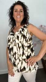 Ballon top met V-hals Wild flames taupe