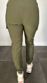 Cargo jogger in travel stof met elastiek army