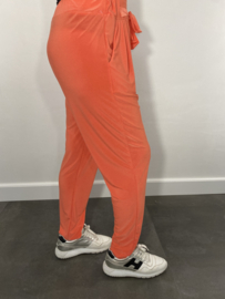 Bandplooi broek met strik koraal SALE