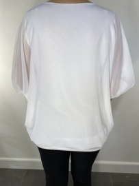 Blouse met boord new zipp korte mouw wit