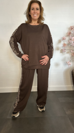 2-Delig comfy pak met panter bies Choco
