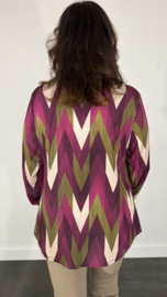 Stretch blouse travel zig zag magenta