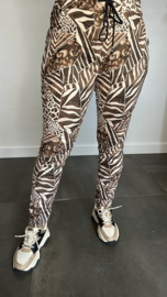 Suèdine joggjeans animal mix bruin/ecru