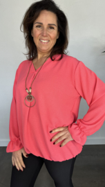 Top Maya lange mouw +SIZE koraal