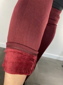 Legging met fleece gevoerd bordeaux