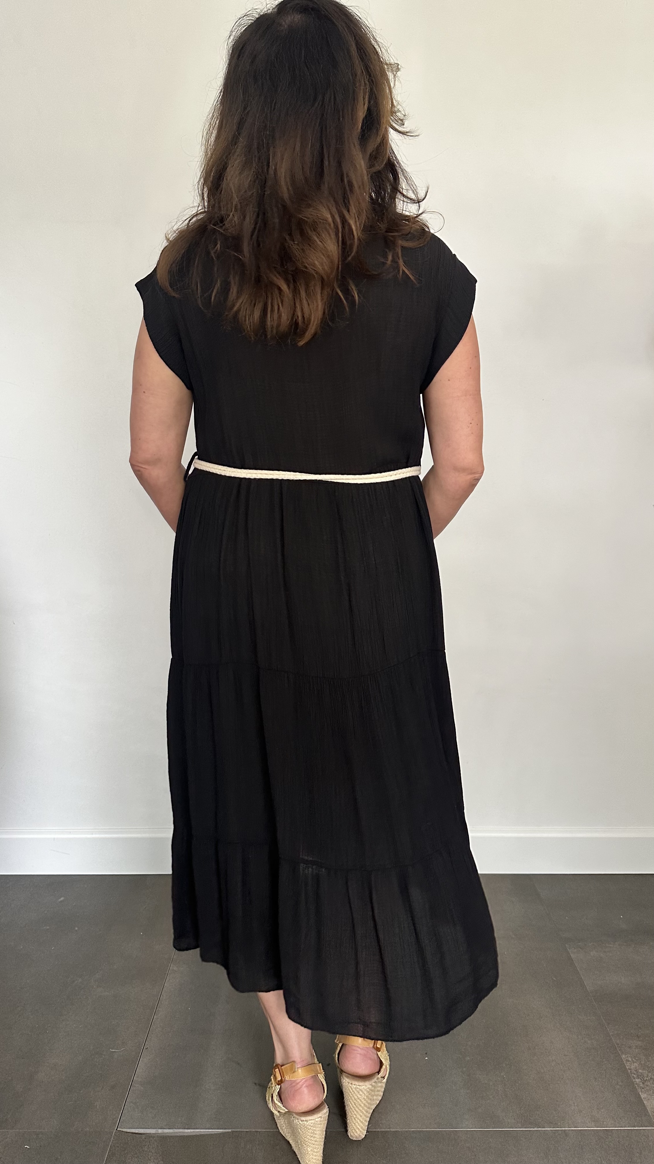 Crinkle jurk Ciara zwart