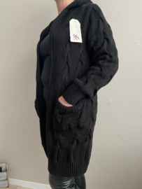 Kabelvest met capuchon zwart SALE