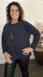 Velvet trui Molly + Ketting Marine