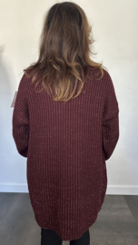 Lange grof gebreide coltrui goud /bordeaux