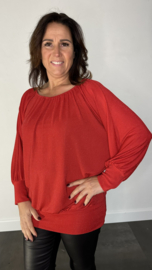 Blouse met boord sparkle rood/rood SALE