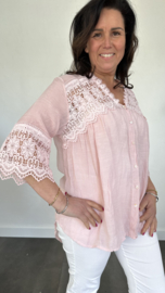 Blouse met kant Summer roze