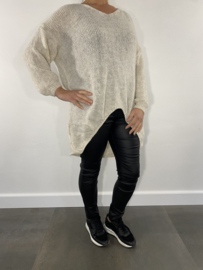 Oversized grof gebreide trui Patty beige