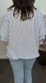 Top Mira gestreept + ketting Kobalt blauw