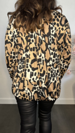 Ballon shirt met elastiek panter taupe/ camel