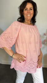 Broderie top Aurora pink
