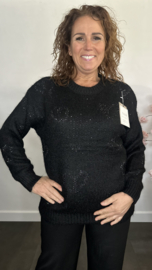 Gebreide trui met glitter hartjes Zwart
