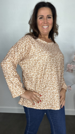 Baby rib truitje panter Ecru/Camel