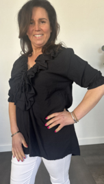 Blouse met ruche Sara zwart