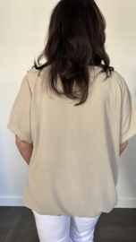Top Maya korte mouw +SIZE beige/zand