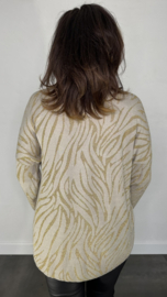 Gebreide trui tijger wave goud/ zand SALE
