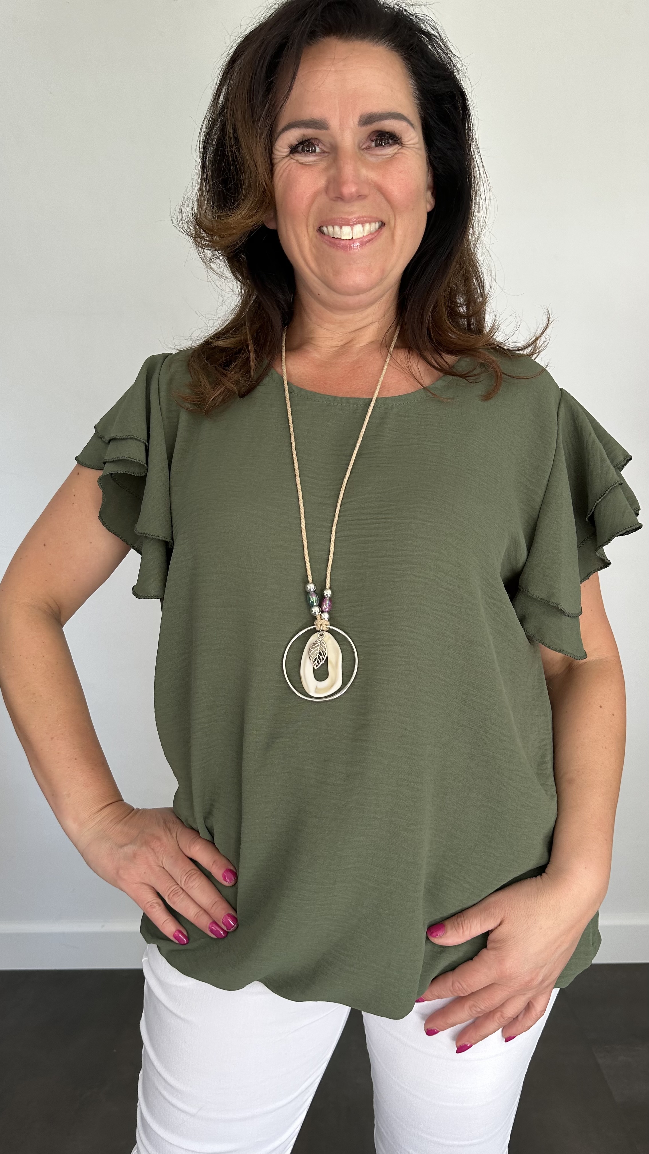 Shirt Celine met ketting +SIZE army