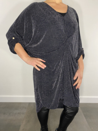 Glitter tuniek/ jurk met twist zilver 