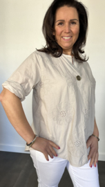 Geborduurde blouse Belle zand