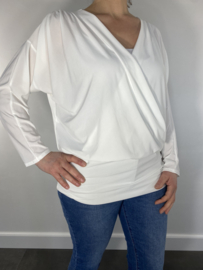 Overslag top met brede elastische boord ecru