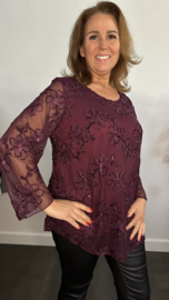 Top Christel met bloemen Bordeaux