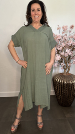 Linnenlook jurk met gehaakt kant Army