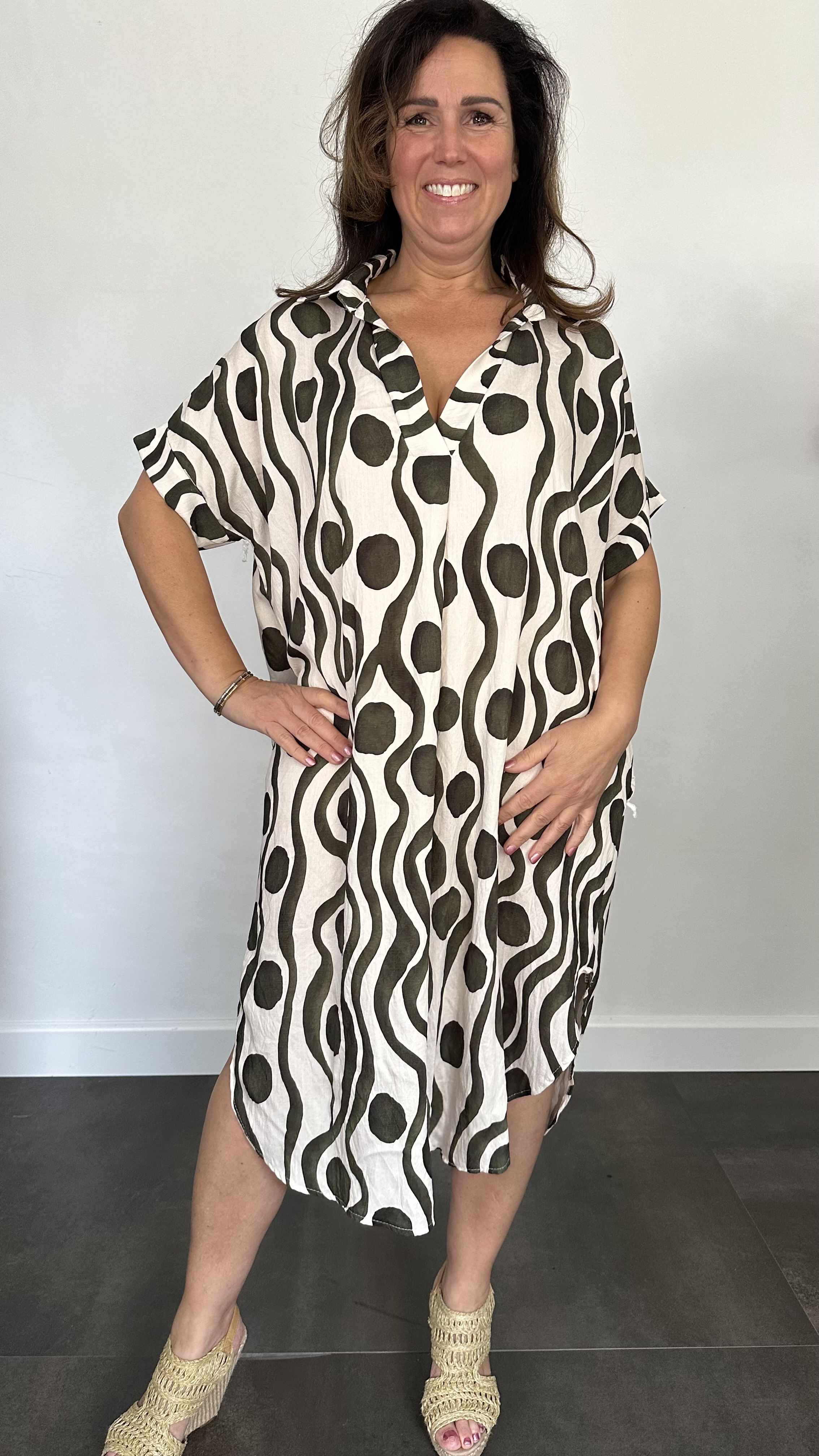 Jurk Leya waves &spots +Size Army