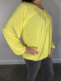 Shirt met plooi en elastiek travel geel
