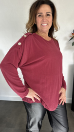 Ribbel shirt met knopen bordeaux