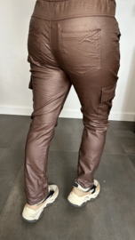 Cargo joggjeans leatherlook coating bruin/choco