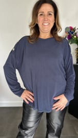 Ribbel shirt met knopen marine