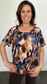 Ballon shirt met elastiek spots blauw (+size)