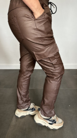 Cargo joggjeans leatherlook coating bruin/choco