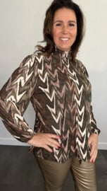 Shirt met gesmokte kraag zig zag soft army