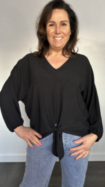 Top met strik CREPE  zwart