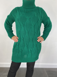 Grof gebreide coltrui met kabel groen