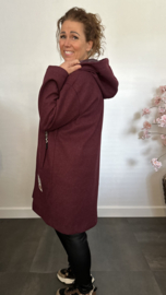 Half lange jas met capuchon Bordeaux
